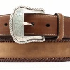 M and F Western Product N2475644 Men's Standard Belt in Brown Distressed Leather with Buckstitched Edge